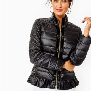 Lilly Pulitzer black puffy Darcy jacket new with tags with embellishments 16